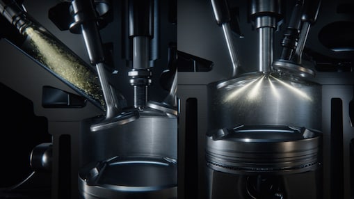 Simulación del interior de un motor de coche que recibe Shell FuelSave