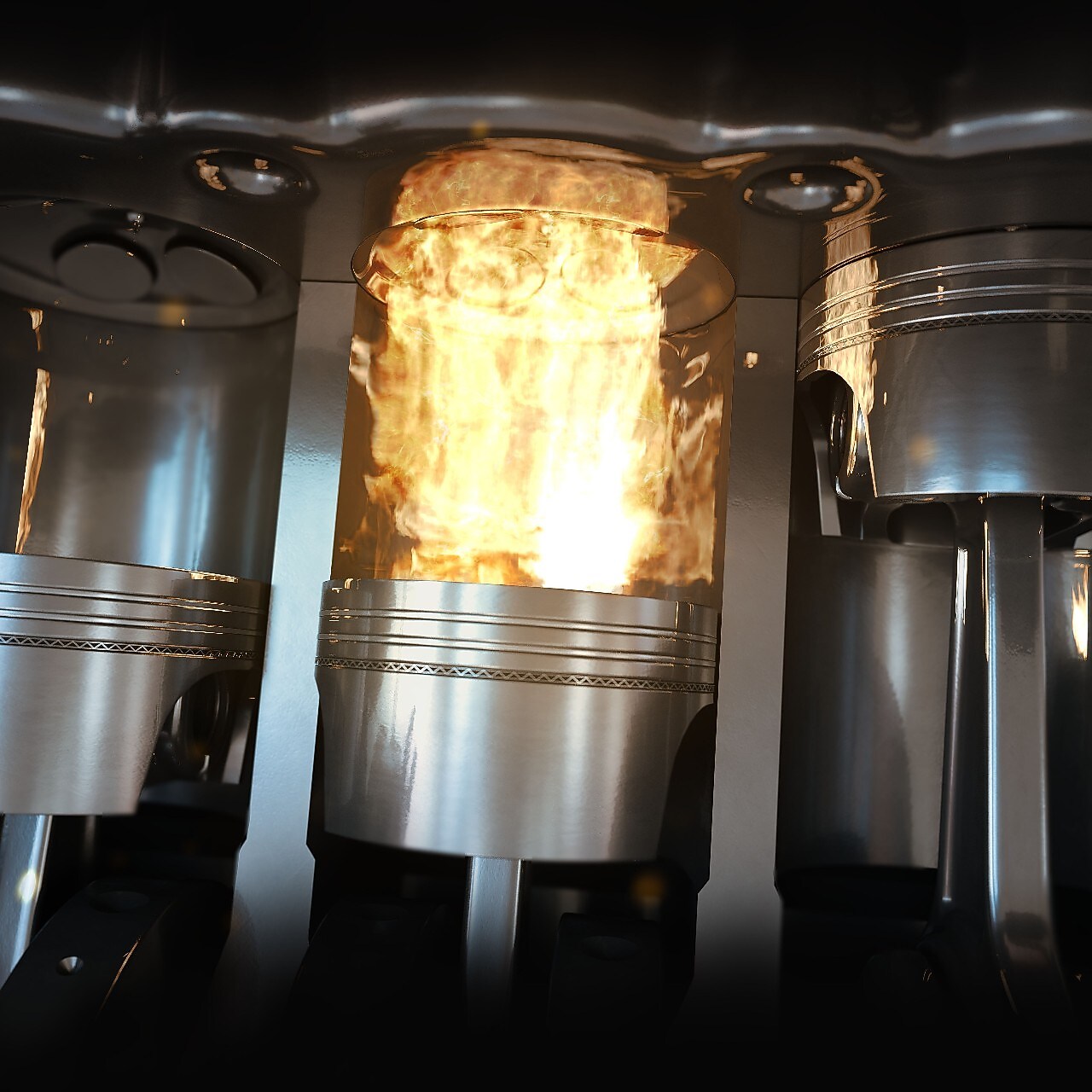 Simulación del interior de un motor de coche